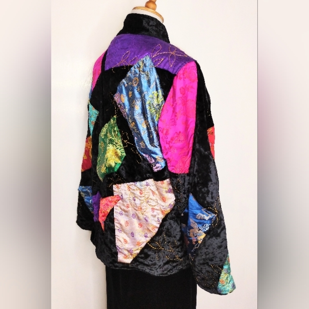 Asian Inspired Patchwork Velvet Jacket - image 4
